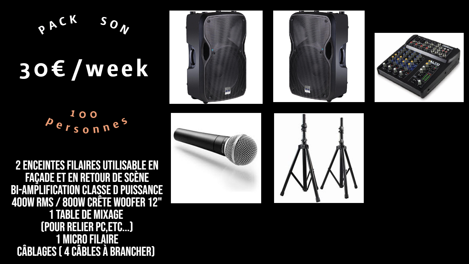 pack 100 personnes a louer